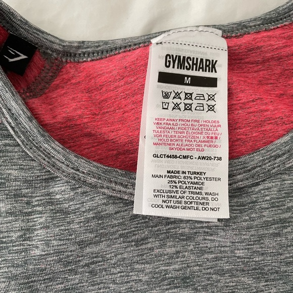 Gymshark Hyper Amplify Seamless Charcoal Marl/Florescent Coral Set (Medium) - Picture 2 of 3